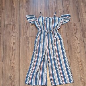 Striped Blue and White Kids Jumpsuit